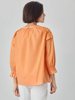 Sale Blouse In Organic Cotton Poplin With English Embroidery MULHER Blusas