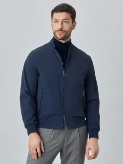 New Bomber Jacket With Double Collar and Zip Pockets Blusões