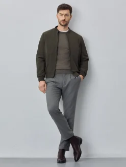 New Bomber Jacket With Double Collar and Zip Pockets Blusões