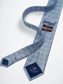 Checkered Pattern Tie 100% Silk 7,5cm Gravatas