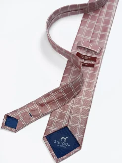 Checkered Pattern Tie 100% Silk 7,5cm Gravatas