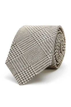 New Checkered Pattern Tie 100% Silk 7cm Gravatas