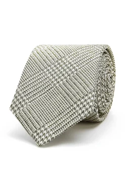 New Checkered Pattern Tie 100% Silk 7cm Gravatas