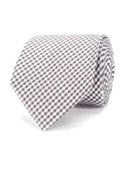 Outlet Checkered Pattern Tie 100% Silk 8cm Gravatas