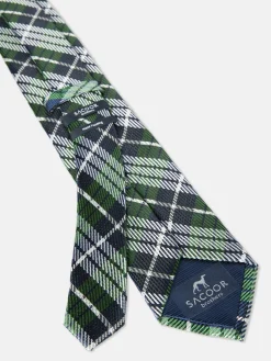 Outlet Checkered Pattern Tie 100% Silk 7,5cm Gravatas