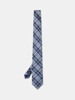 Outlet Checkered Pattern Tie 100% Silk 7,5cm Gravatas