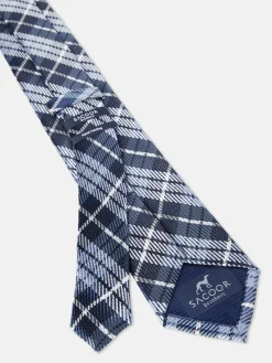 Outlet Checkered Pattern Tie 100% Silk 7,5cm Gravatas