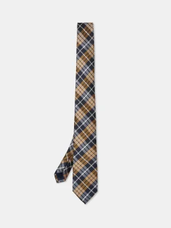 Outlet Checkered Pattern Tie 100% Silk 7,5cm Gravatas