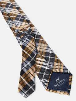 Outlet Checkered Pattern Tie 100% Silk 7,5cm Gravatas