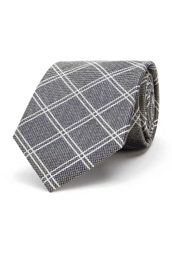 Checkered Pattern Tie 100% Silk 8cm Gravatas