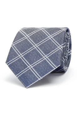Checkered Pattern Tie 100% Silk 8cm Gravatas