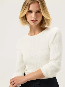 Discount Crew Neck Rib Sweater In Viscose blend MULHER Camisolas