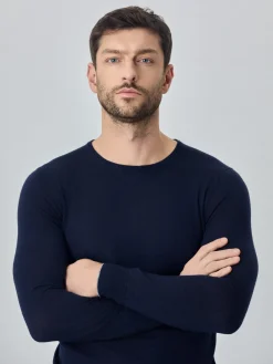 Best Crew Neck Sweater With Long Sleeves In Extra Fine Merino Wool Camisolas