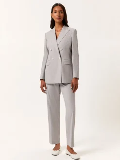 New Double-Breasted Pinstripe Suit Blazer In Rayon & Cotton Blend MULHER Fatos|Blazers