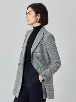 Outlet Double-Breasted Suit Blazer In Viscose Blend With Pied de Poule Fabric MULHER Blazers
