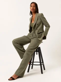 Outlet Double-Breasted Suit Blazer In Lyocell Linen & Cotton Blend MULHER Fatos|Blazers