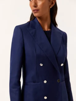 Sale Double-Breasted Suit Blazer In Cotton & Linen Blend MULHER Fatos|Blazers