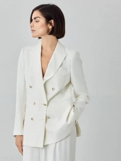 New Double-Breasted Suit Blazer In Cotton Blend Fabric MULHER Fatos|Blazers