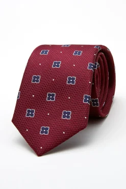 Outlet Floral Pattern Tie Silk and Wool Blend 7,5cm Gravatas