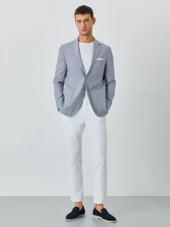 Clearance Half-Canvas Micro Houndstooth Blazer With Patch Pockets In Linen Blazers
