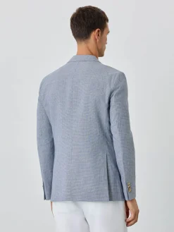 Clearance Half-Canvas Micro Houndstooth Blazer With Patch Pockets In Linen Blazers