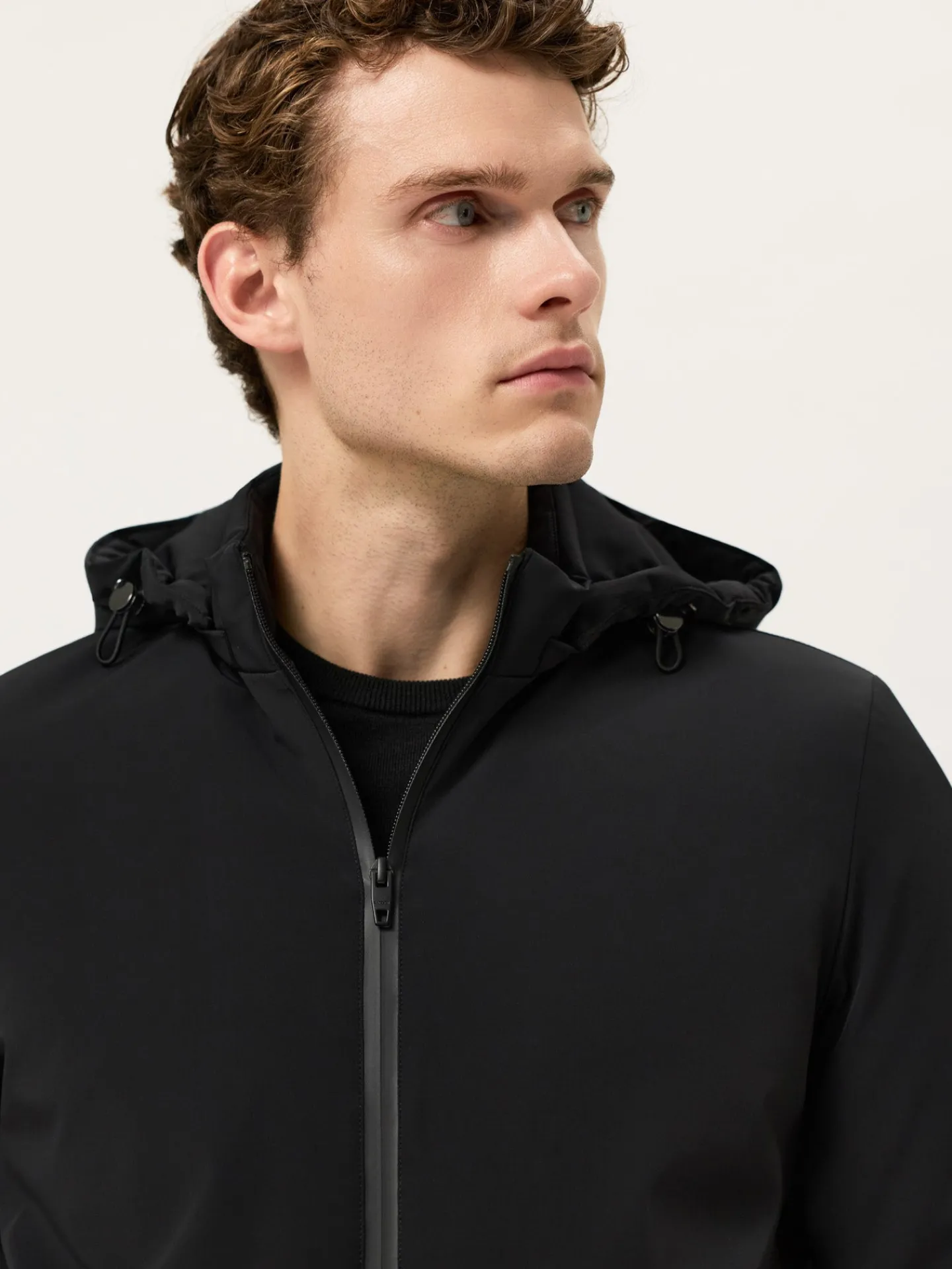 Sale Hooded Performance Jacket In Stretch Nylon Blusões
