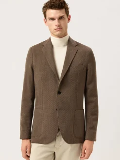 Outlet Italian Honeycomb Knit Blazer In Wool Stretch Blazers