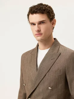 Clearance Italian Soft Flannel Double-Breasted Blazer Blazers