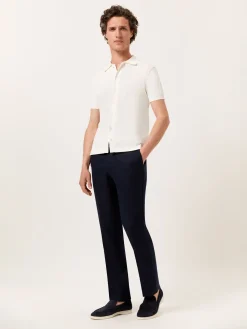 Online Knitted Shirt With Short Sleeves In Cotton and Silk Blend Polos