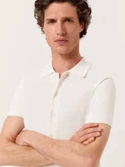 Online Knitted Shirt With Short Sleeves In Cotton and Silk Blend Polos