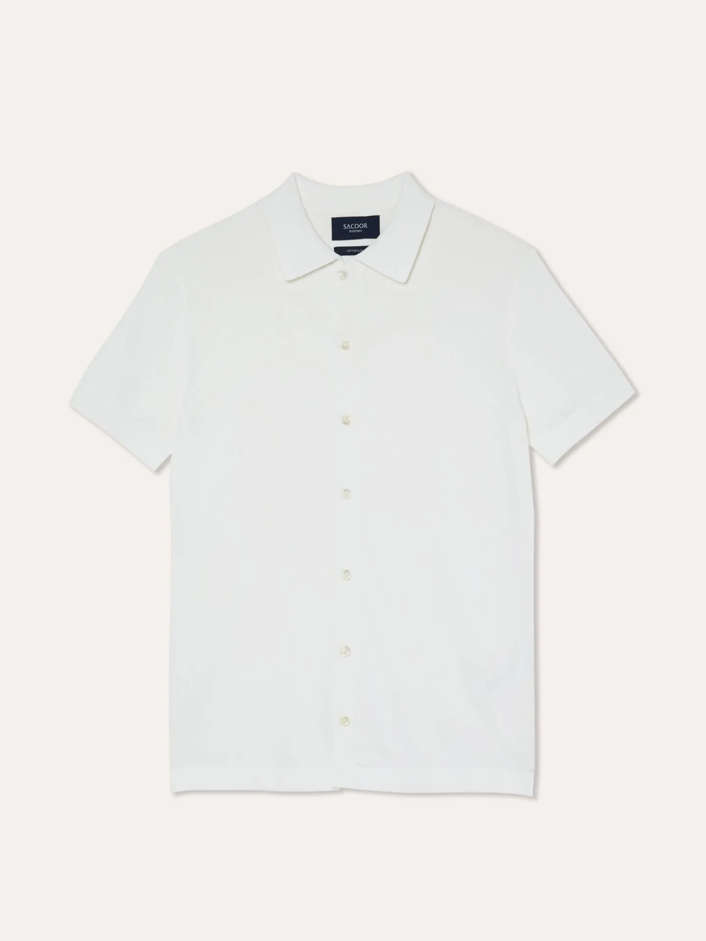 Online Knitted Shirt With Short Sleeves In Cotton and Silk Blend Polos