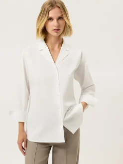 Online Loose Fit Plain Comfort Poplin Shirt With Tailored Collar MULHER Camisas