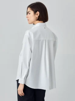 Discount Loose Fit Plain Poplin Comfort Shirt With Pockets MULHER Camisas