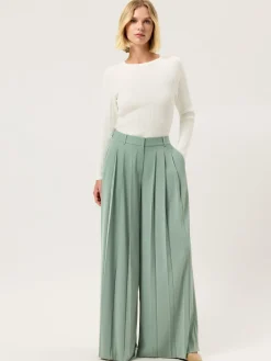 Loose Fit Pleated Trousers In Satin MULHER Calças