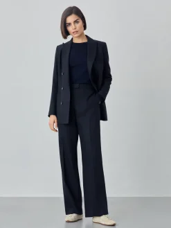 Outlet Loose Fit Trousers In 100%Linen Herringbone Fabric MULHER Fatos|Calças De Fato