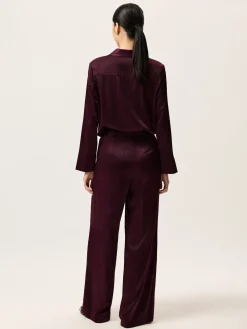 Outlet Loose Fit Trousers In Rayon Blend With Front Pleats MULHER Calças