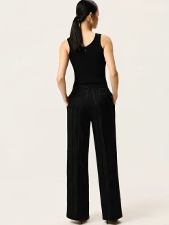 Clearance Loose Fit Trousers In Striped Viscose Blend MULHER Fatos|Calças De Fato