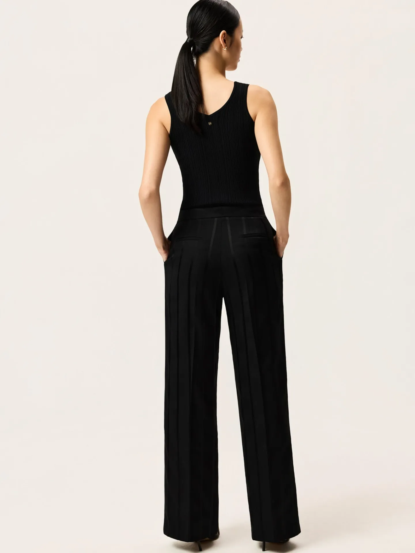 Clearance Loose Fit Trousers In Striped Viscose Blend MULHER Fatos|Calças De Fato