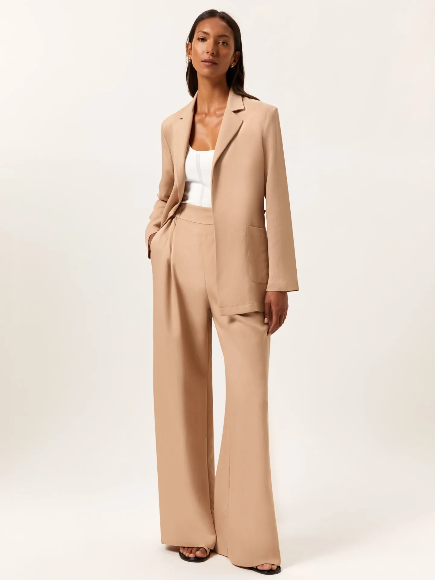 Loose Fit Trousers In Tencel & Rayon Blend With Elasticated Waistband MULHER Calças