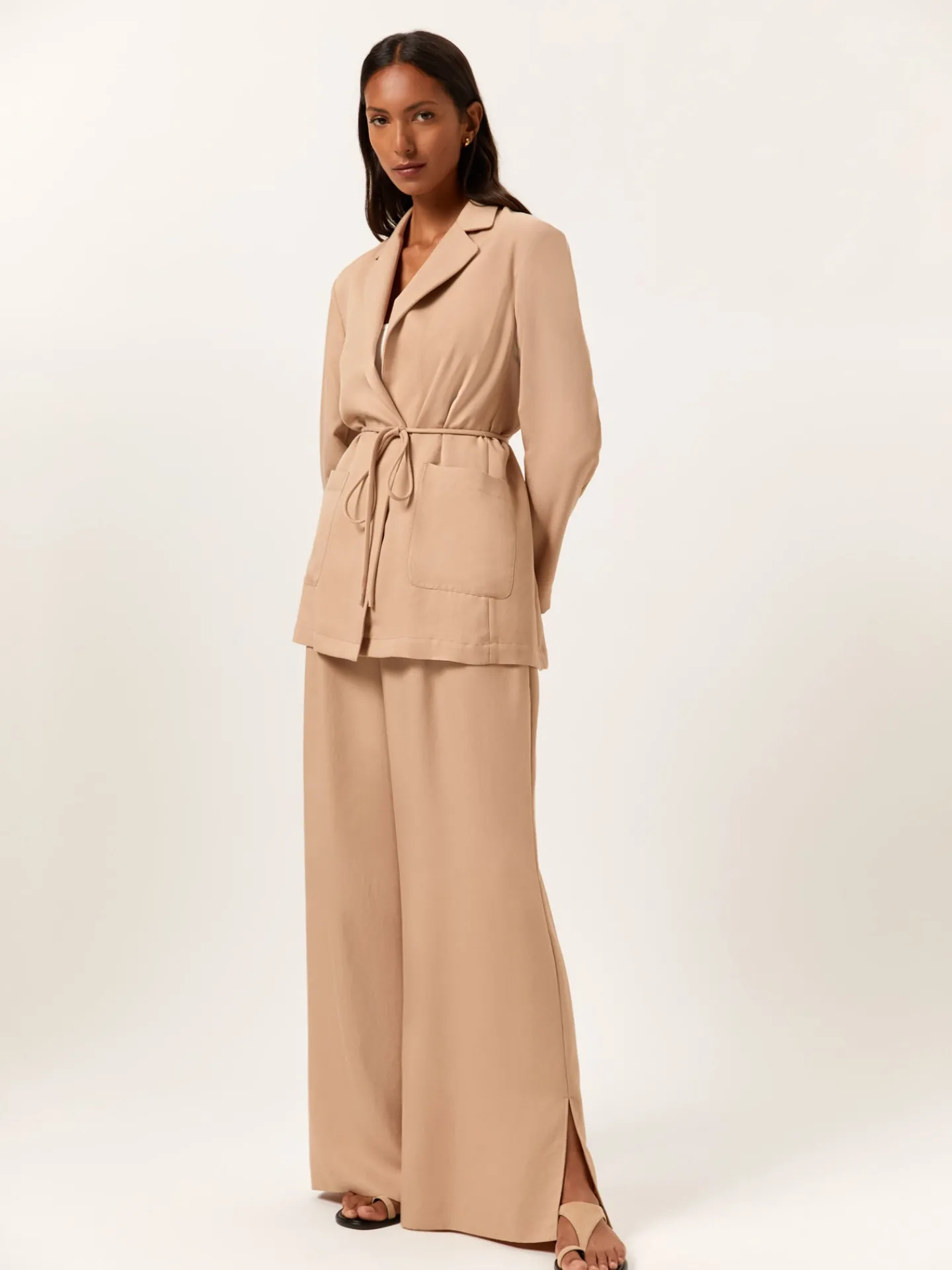 Loose Fit Trousers In Tencel & Rayon Blend With Elasticated Waistband MULHER Calças