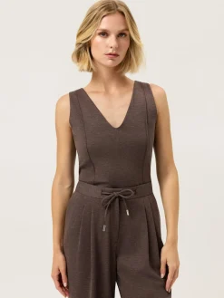 Sale Luxe Leisure Edition V-Neck Top In Rayon Blend MULHER Tops
