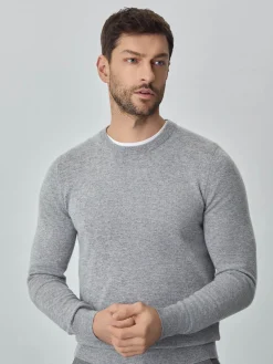 Discount Machine Washable Crew Neck Sweater With Long Sleeves In Lambswool Blend Camisolas