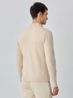 New Machine Washable Half-Zip Sweater With Long Sleeves In Lambswool Camisolas
