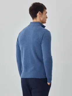 New Machine Washable Half-Zip Sweater With Long Sleeves In Lambswool Camisolas