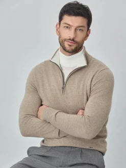 Online Machine Washable Half-Zip Sweater With Long Sleeves In Lambswool Blend Camisolas