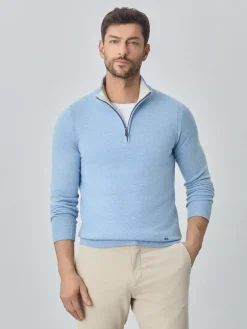Online Machine Washable Half-Zip Sweater With Long Sleeves In Lambswool Blend Camisolas