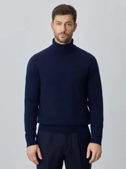 Machine Washable Turtleneck Sweater With Long Sleeves In Lambswool Blend Camisolas