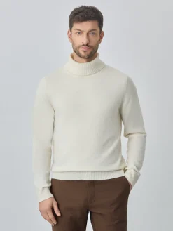 Machine Washable Turtleneck Sweater With Long Sleeves In Lambswool Blend Camisolas