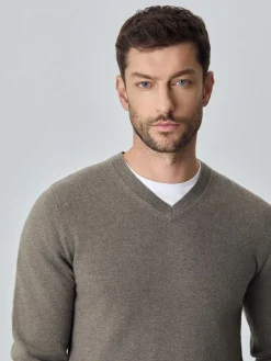 Machine Washable V-Neck Sweater With Long Sleeves In Lambswool Blend Camisolas