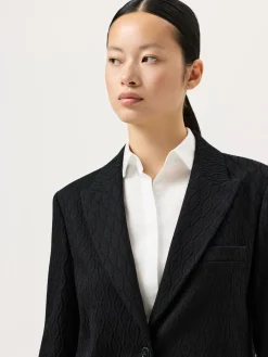 Best Oversized Single-Breasted Blazer In Cotton Blend Textured Jacquard MULHER Blazers